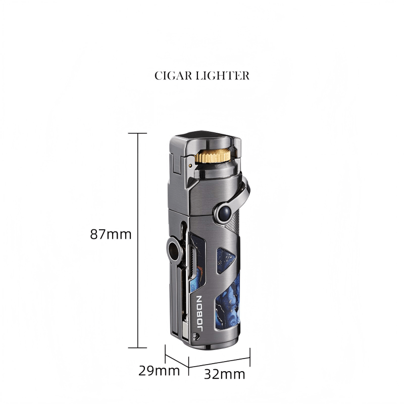 Briquet à cigares haut de gamme coupe-vent à flamme bleue et butane - image 4