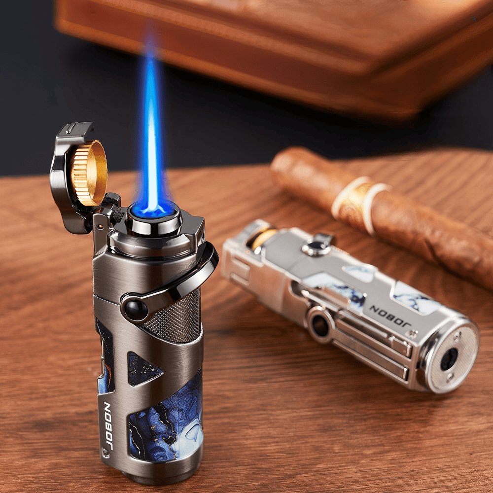 Briquet à cigares haut de gamme coupe-vent à flamme bleue et butane - image 8