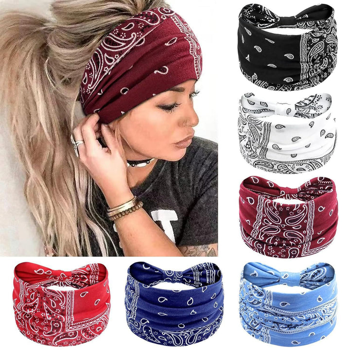 Bandana extensible à imprimé large pour le sport, le yoga et la transpiration - 6 pièces - image 0