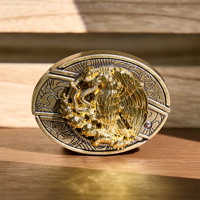 Couteau pliant caché Gold Eagle Serpent DIY avec boucle en bronze et ceinture en cuir - Aigle et Serpent - Sans ceinture - Ceinture non incluse - image 0