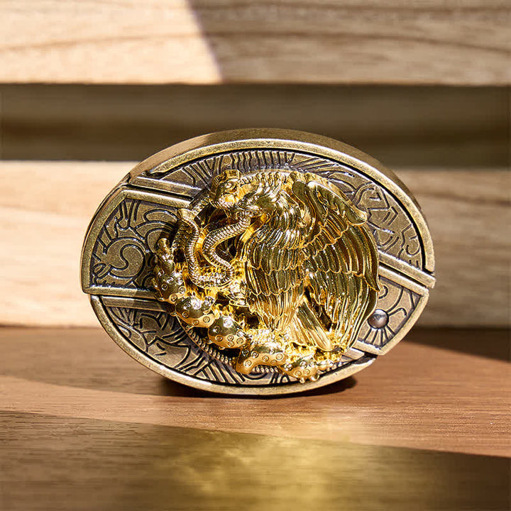Couteau pliant caché Gold Eagle Serpent DIY avec boucle en bronze et ceinture en cuir - Aigle et Serpent - Sans ceinture - Ceinture non incluse - image 0