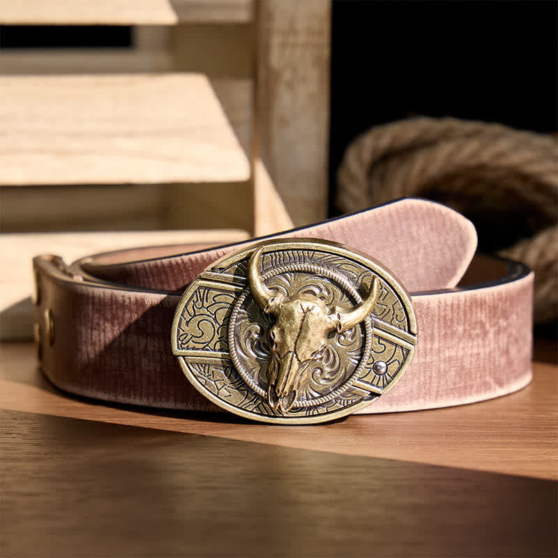 Couteau pliant dissimulé à tête de Longhorn à faire soi-même, boucle en bronze antique, ceinture en cuir - Longhorn - Ceinture marron vieillie - 42 - image 5