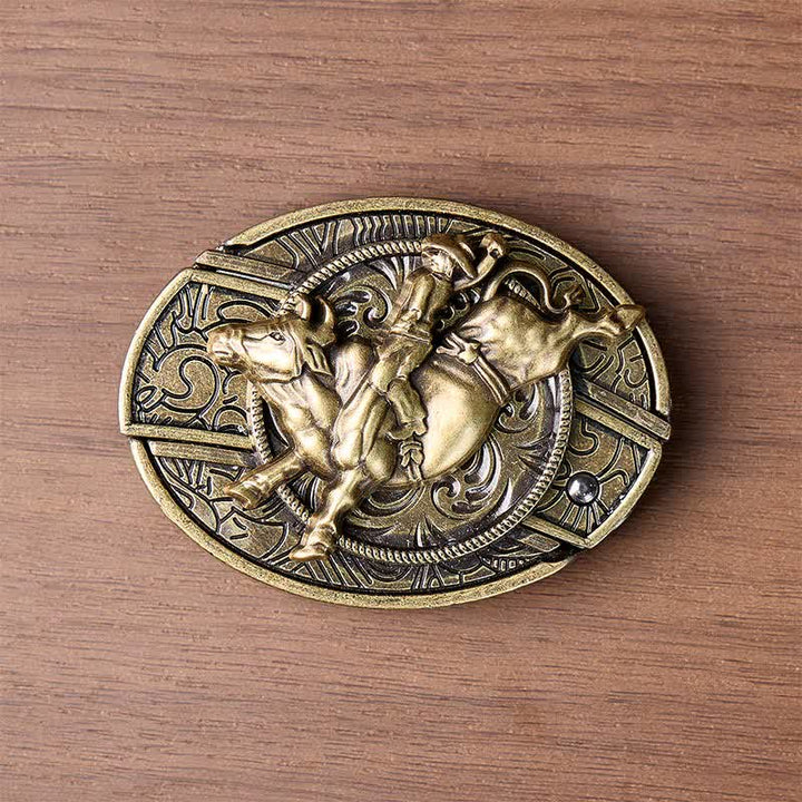 Boucle de couteau pliant dissimulé en bronze antique pour cavalier de taureau, ceinture en cuir - image 9