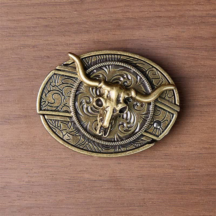 Ceinture en cuir avec boucle de couteau pliant dissimulé à motif Longhorn, style rustique de l'Ouest - image 9