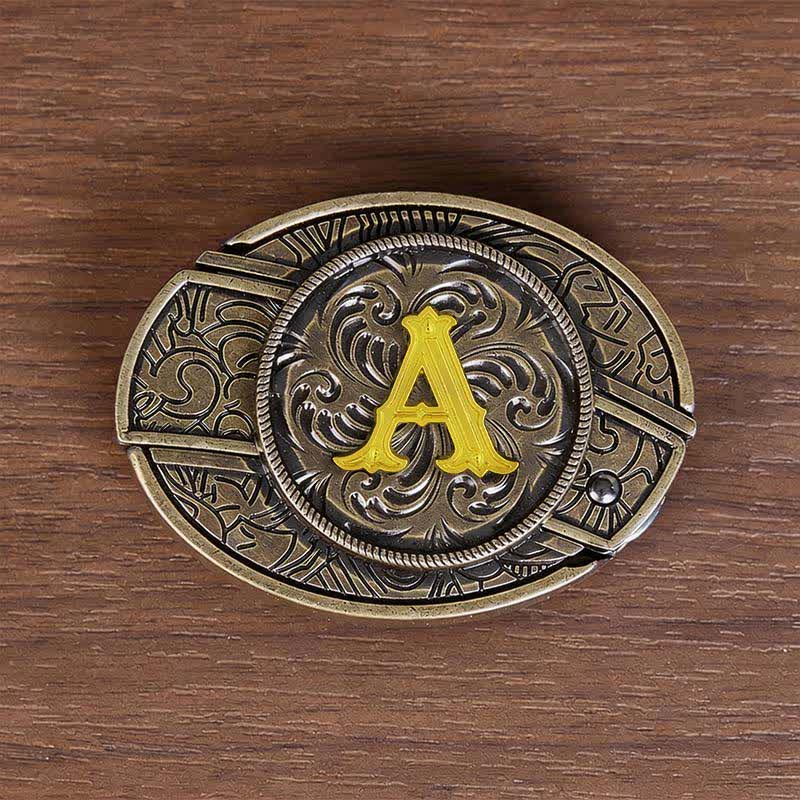 Boucle de ceinture en cuir avec initiale en bronze antique et couteau dissimulé à faire soi-même - A - Sans ceinture - image 10