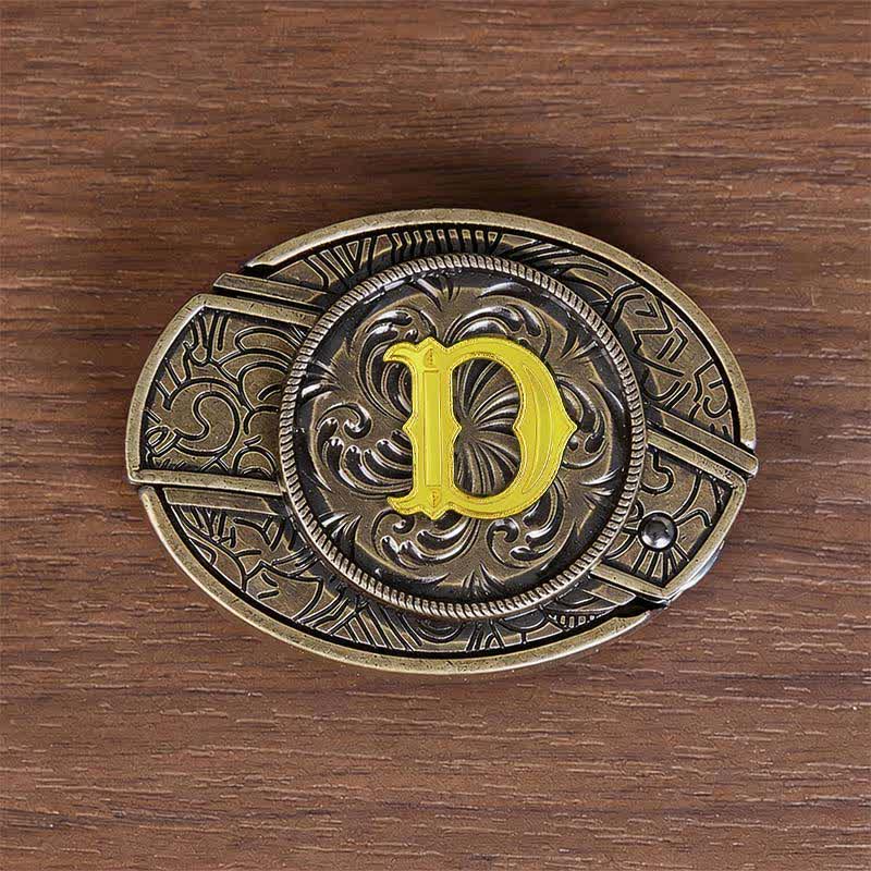 Boucle de ceinture en cuir avec initiale en bronze antique et couteau dissimulé à faire soi-même - D - Sans ceinture - image 13