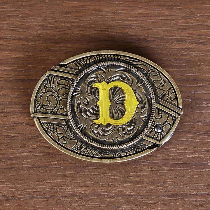 Boucle de ceinture en cuir avec initiale en bronze antique et couteau dissimulé à faire soi-même - D - Sans ceinture - image 13