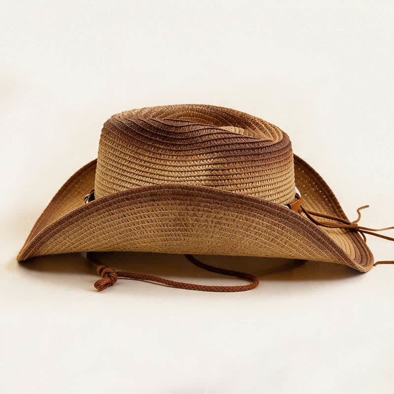Chapeau de cowboy en paille à franges et chaînette style bohème rétro - image 4