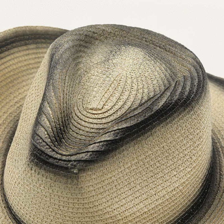 Chapeau de cowboy en paille à franges et chaînette style bohème rétro - image 1