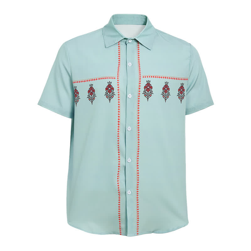 Chemise western à manches courtes pour homme, motif ethnique vert sauge - image 5