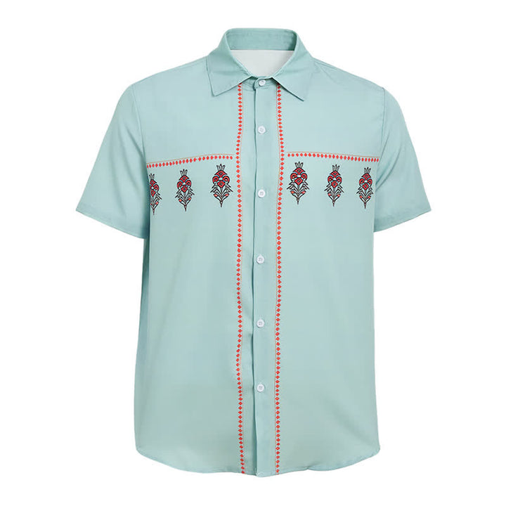 Chemise western à manches courtes pour homme, motif ethnique vert sauge - image 5