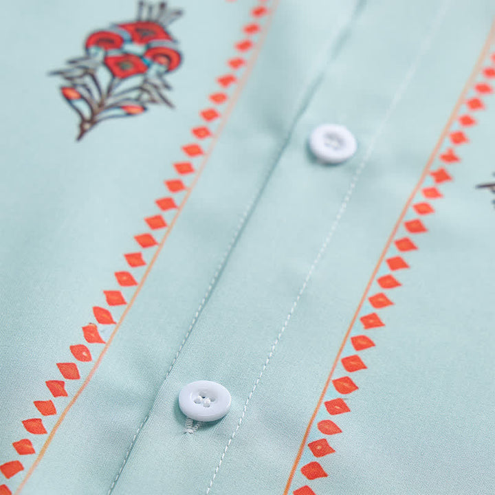 Chemise western à manches courtes pour homme, motif ethnique vert sauge - image 7