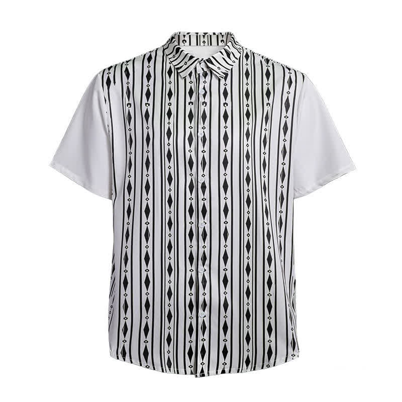 Chemise western blanche à rayures verticales géométriques pour homme - image 9