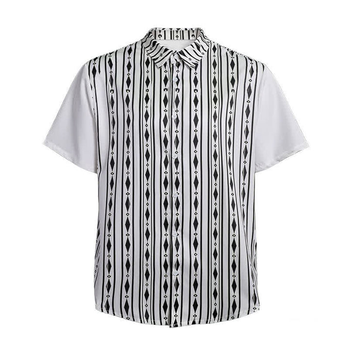 Chemise western blanche à rayures verticales géométriques pour homme - image 9