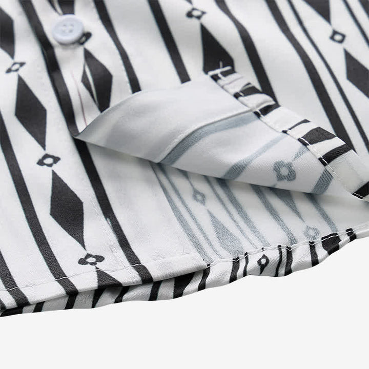 Chemise western blanche à rayures verticales géométriques pour homme - image 7