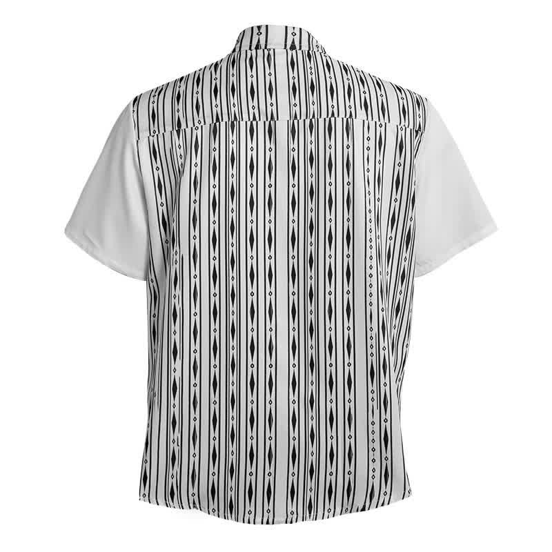 Chemise western blanche à rayures verticales géométriques pour homme - image 10