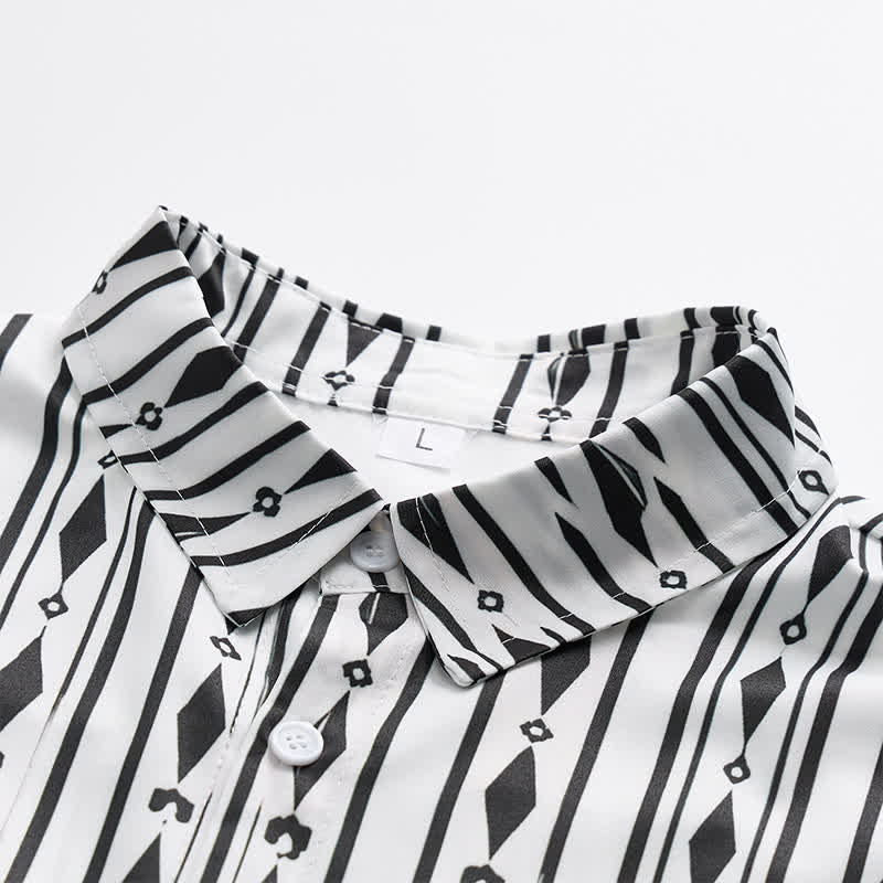 Chemise western blanche à rayures verticales géométriques pour homme - image 4