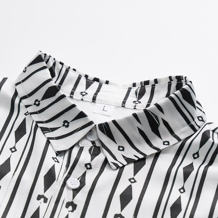 Chemise western blanche à rayures verticales géométriques pour homme - image 4