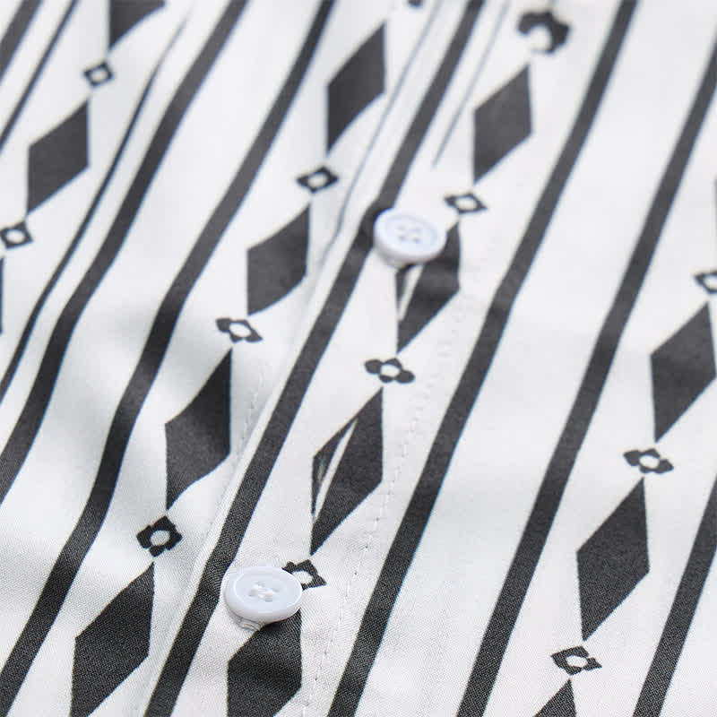 Chemise western blanche à rayures verticales géométriques pour homme - image 5