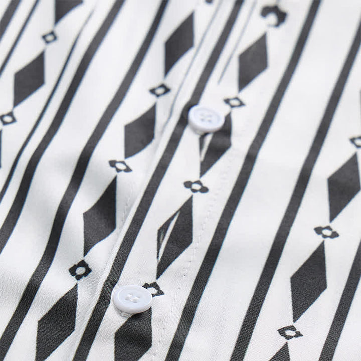 Chemise western blanche à rayures verticales géométriques pour homme - image 5