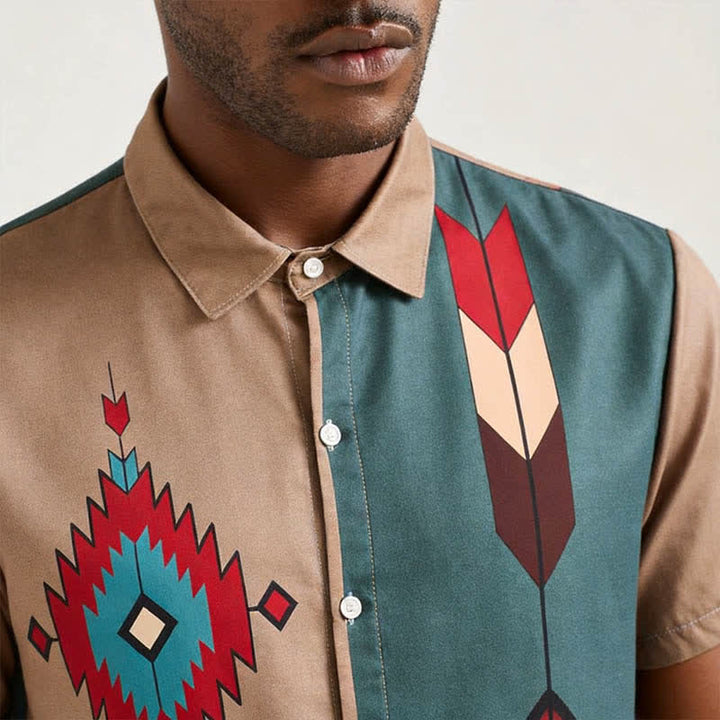 Chemise western bicolore à imprimé tribal aztèque pour homme - image 3