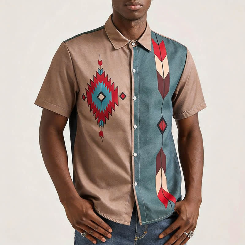 Chemise western bicolore à imprimé tribal aztèque pour homme - image 1