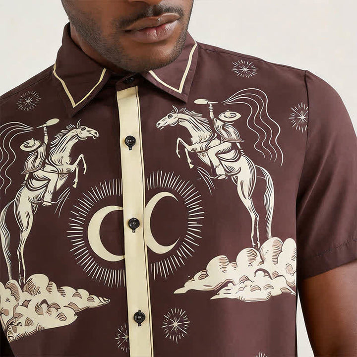 Chemise vintage homme à imprimé lune et ciel nocturne de cowboy - image 3