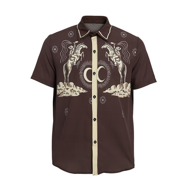 Chemise vintage homme à imprimé lune et ciel nocturne de cowboy - image 9