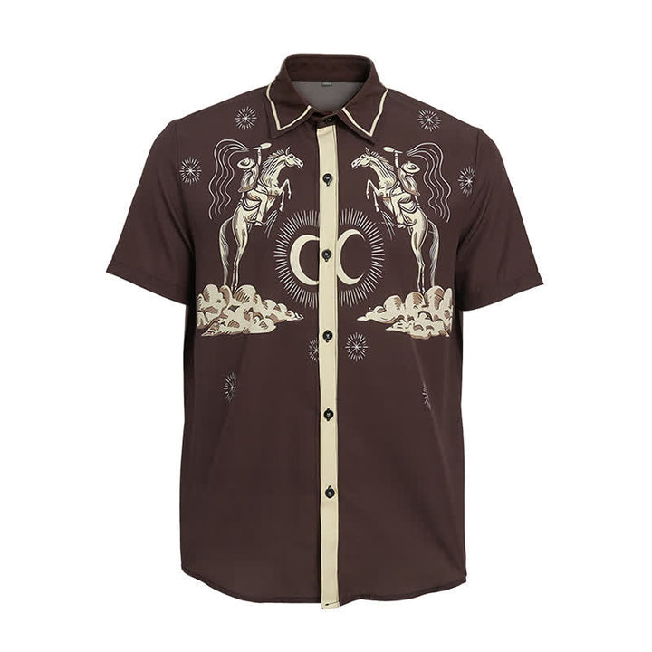 Chemise vintage homme à imprimé lune et ciel nocturne de cowboy - image 9