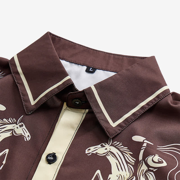 Chemise vintage homme à imprimé lune et ciel nocturne de cowboy - image 4