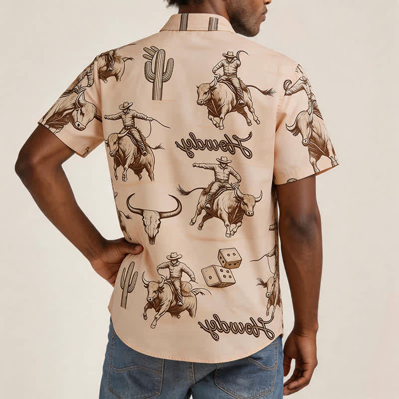 Chemise homme moderne rétro imprimée « Howdy Rodeo Bull Rider » - image 2