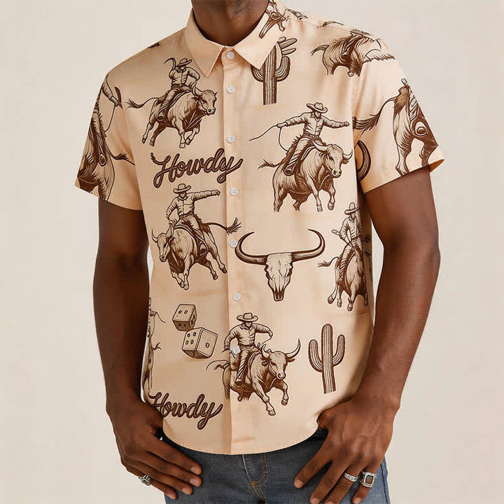 Chemise homme moderne rétro imprimée « Howdy Rodeo Bull Rider » - image 1