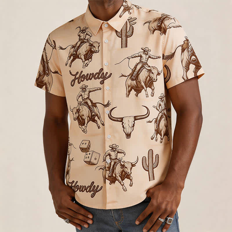 Chemise homme moderne rétro imprimée « Howdy Rodeo Bull Rider » - image 1