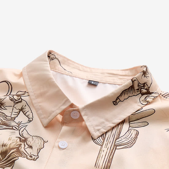 Chemise homme moderne rétro imprimée « Howdy Rodeo Bull Rider » - image 4
