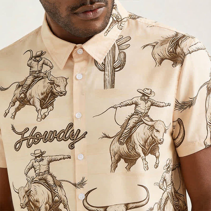 Chemise homme moderne rétro imprimée « Howdy Rodeo Bull Rider » - image 3