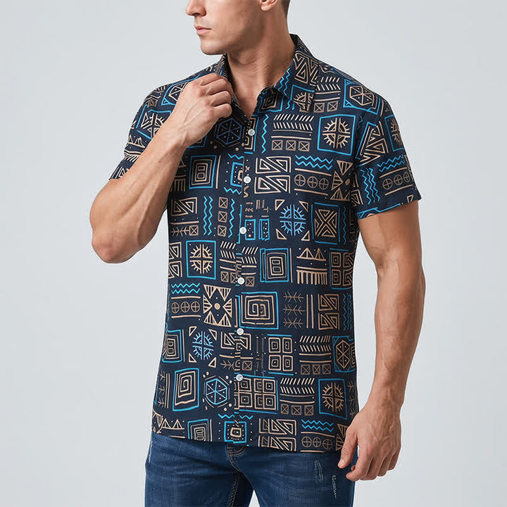 Chemise western pour homme à motif géométrique tribal africain aztèque - image 3