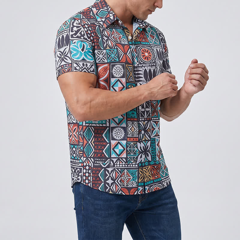 Chemise homme à motif aztèque patchwork tribal audacieux - image 1