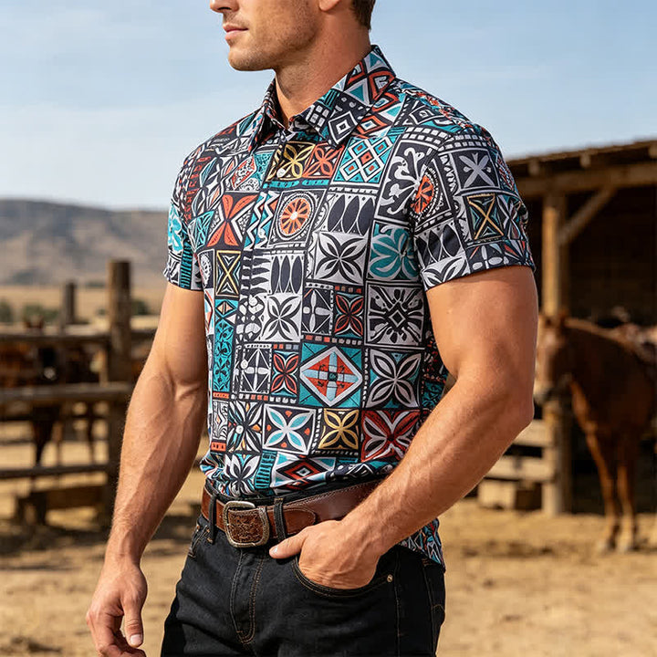 Chemise homme à motif aztèque patchwork tribal audacieux - Multicolore - 3XL - image 0
