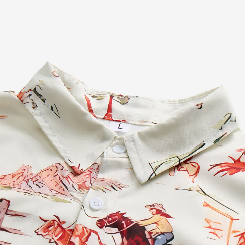 Chemise western rétro pour homme avec imprimé lasso et cheval - image 4