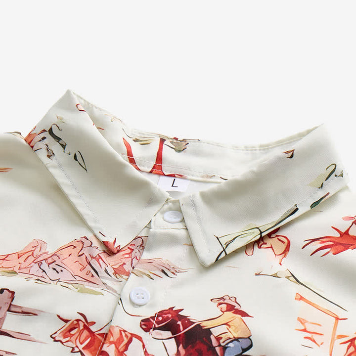 Chemise western rétro pour homme avec imprimé lasso et cheval - image 4