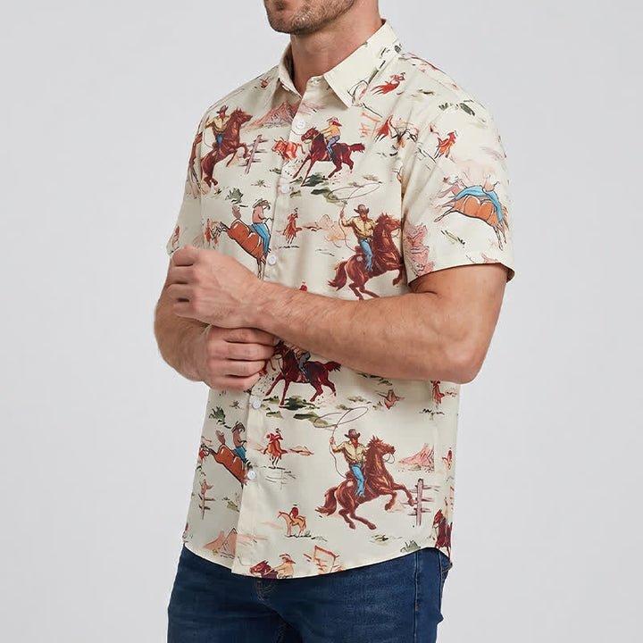 Chemise western rétro pour homme avec imprimé lasso et cheval - image 3