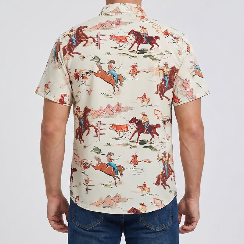 Chemise western rétro pour homme avec imprimé lasso et cheval - image 2