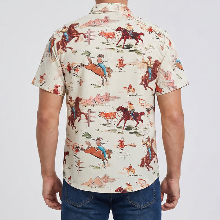 Chemise western rétro pour homme avec imprimé lasso et cheval - image 2