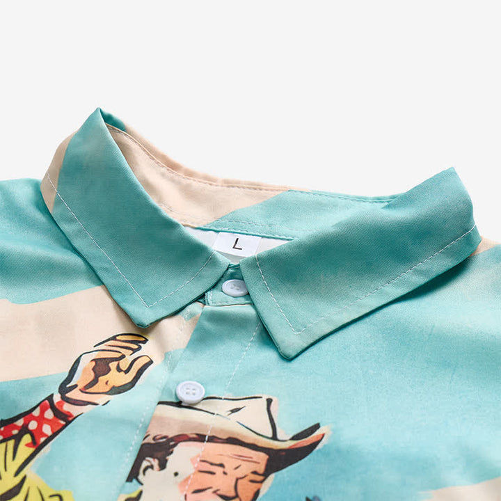 Chemise western rétro pour homme avec imprimé cowboy et cheval - image 4