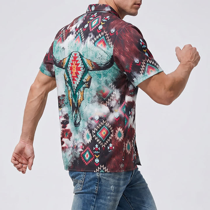 Chemise western pour homme à imprimé tribal tête de mort de Longhorn - image 3