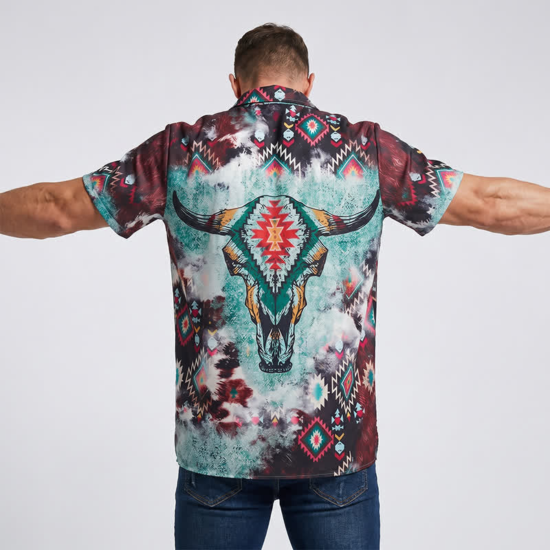 Chemise western pour homme à imprimé tribal tête de mort de Longhorn - image 2