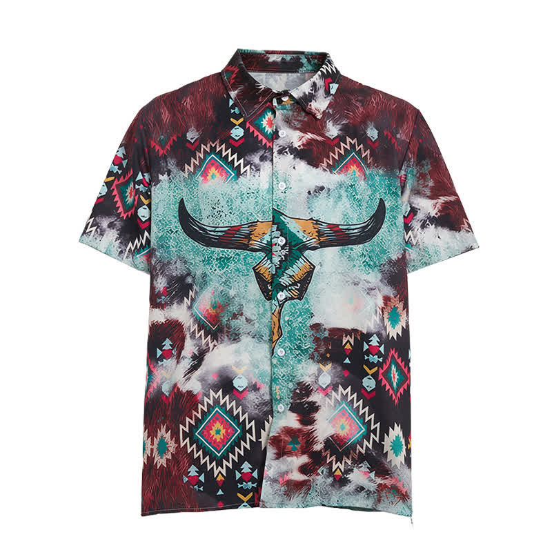 Chemise western pour homme à imprimé tribal tête de mort de Longhorn - image 9