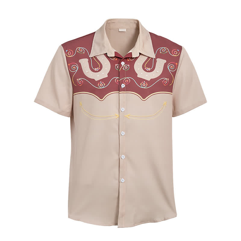 Chemise western bicolore pour homme avec empiècement et motif fer à cheval - image 9
