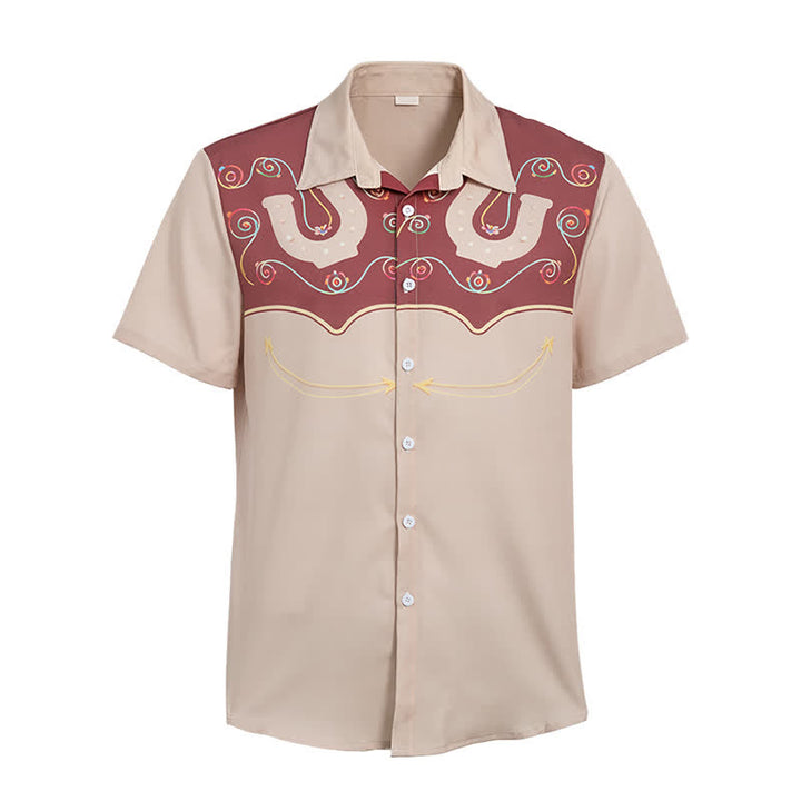 Chemise western bicolore pour homme avec empiècement et motif fer à cheval - image 9