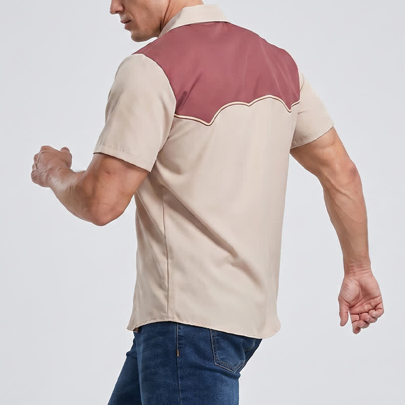 Chemise western bicolore pour homme avec empiècement et motif fer à cheval - image 3